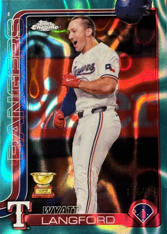 Wyatt Langford 2025 Topps Chrome #68 Aqua Lava Refractor /199 RAW