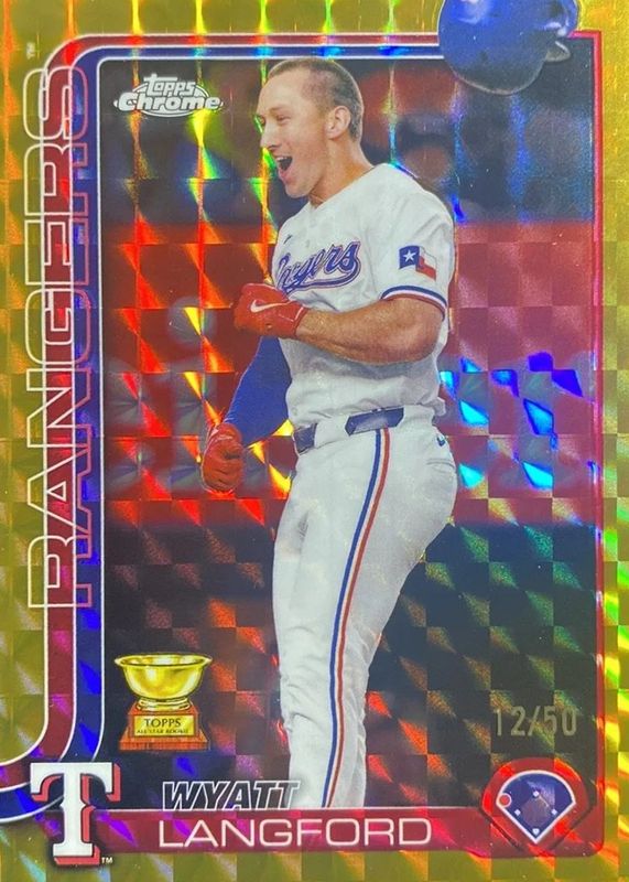 Wyatt Langford 2025 Topps Chrome #68 Gold Geometric Refractor /50 RAW