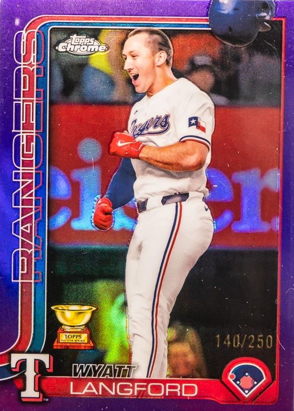 Wyatt Langford 2025 Topps Chrome #68 Purple Refractor /250 RAW