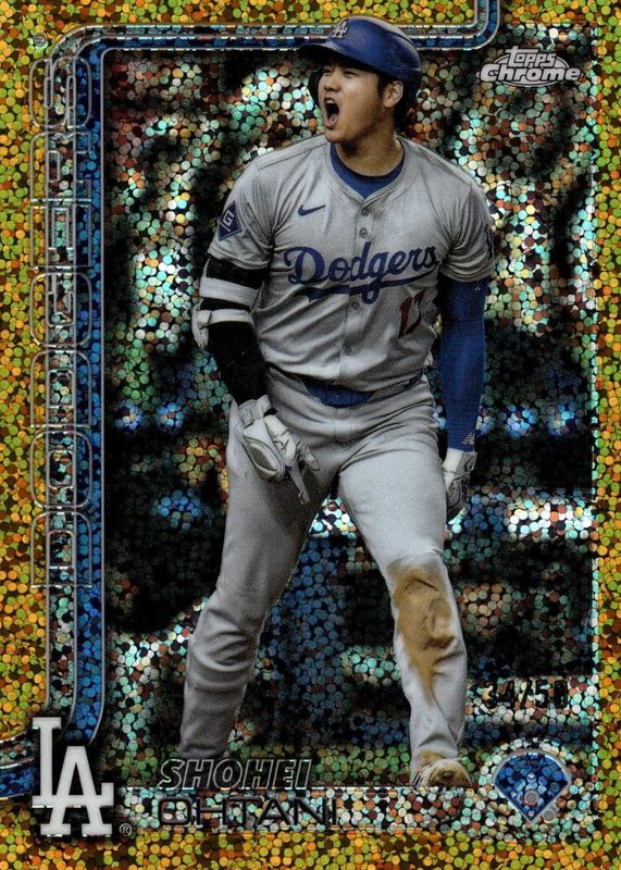 Shohei Ohtani 2025 Topps Chrome #1 Image Variation - Gold Speckle Refractor /50 RAW