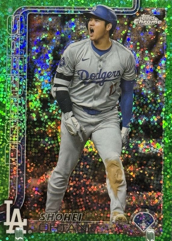 Shohei Ohtani 2025 Topps Chrome #1 Image Variation - Green Speckle Refractor /99 RAW