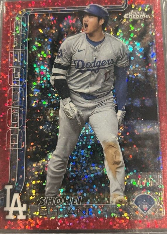 Shohei Ohtani 2025 Topps Chrome #1 Image Variation - Red Speckle Refractor /5 RAW