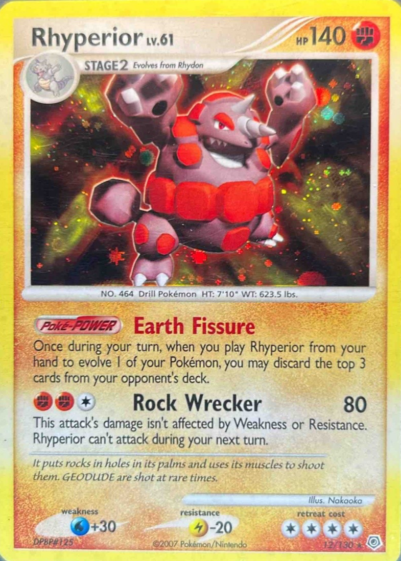 rhyperior pokemon card Rhyperior 2007 Diamond & Pearl #012/130 Holo Price Guide