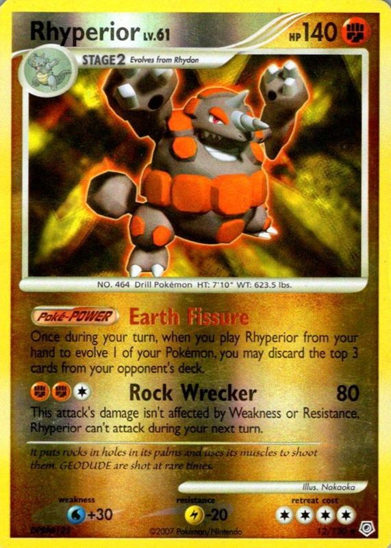 pokemon rhyperior card V - 095/189 Ultra Rare this attack does 100 more damage Rhyperior/130 - Holofoil Diamond and