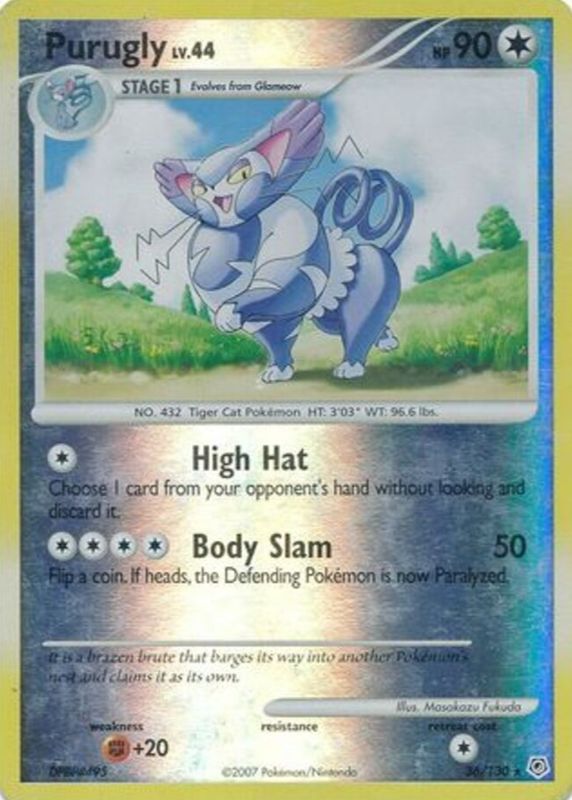 purugly pokemon card value TCG: Battle Styles Evolves from Glameow Type Pokemon Platinum Common Purugly G