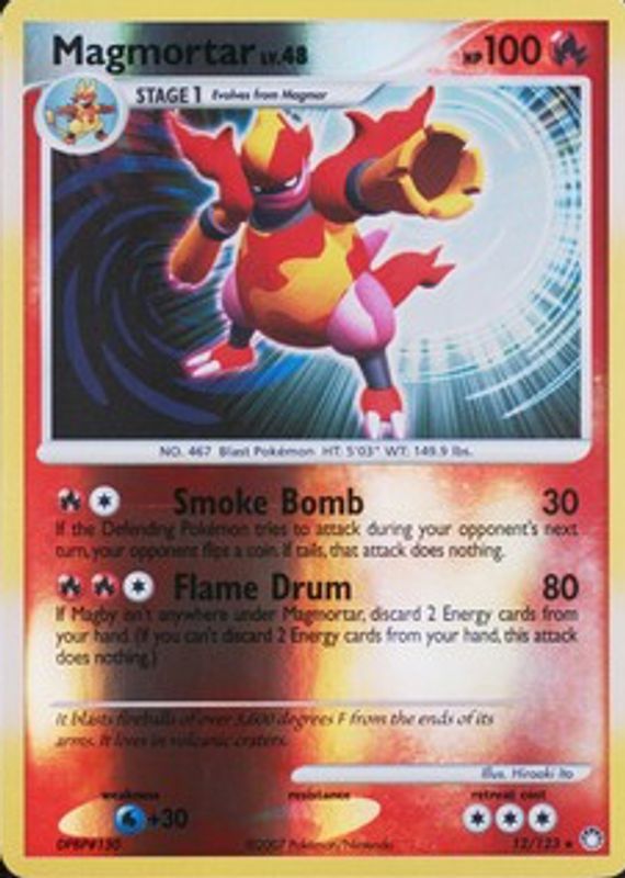 Magmortar 2007 Diamond & Pearl: Mysterious Treasures #012/123 Reverse Holo RAW TCG (LIGHTLY PLAYED)