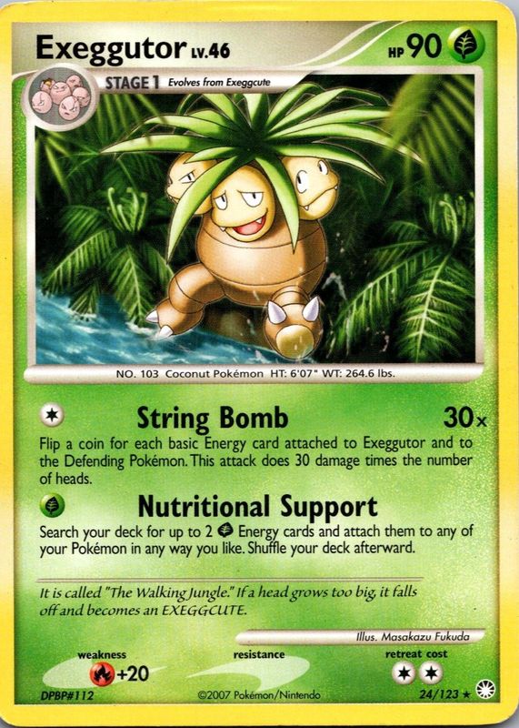 Exeggutor 2007 Diamond & Pearl: Mysterious Treasures #024/123 Base RAW TCG (LIGHTLY PLAYED)