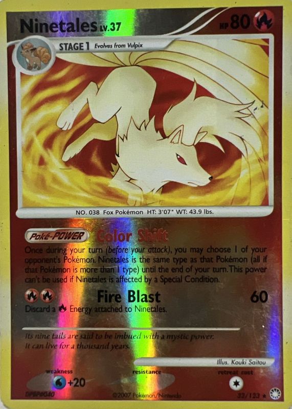 Ninetales 2007 Diamond & Pearl: Mysterious Treasures #032/123 Reverse Holo RAW TCG (LIGHTLY PLAYED)