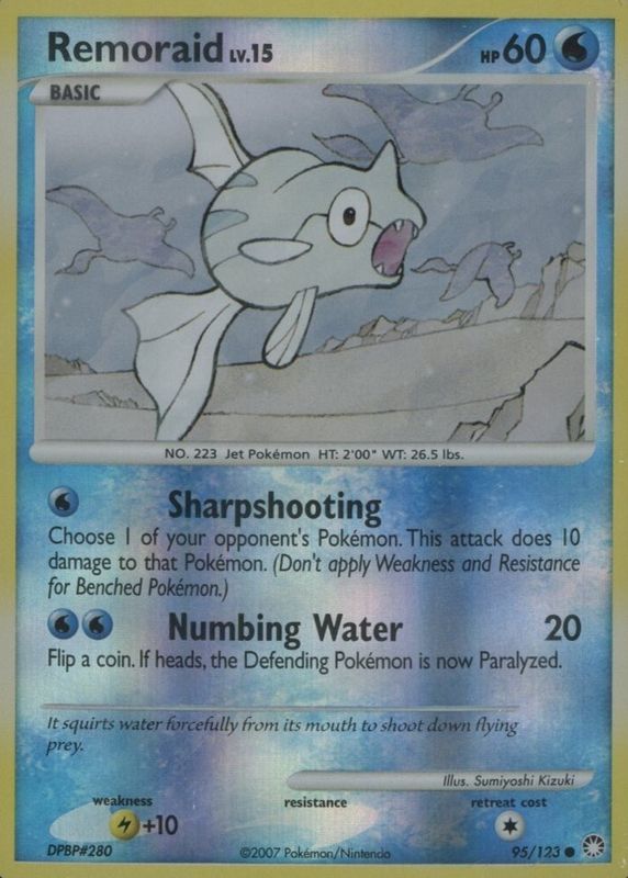 Remoraid 2007 Diamond & Pearl: Mysterious Treasures #095/123 Reverse Holo RAW TCG (LIGHTLY PLAYED)