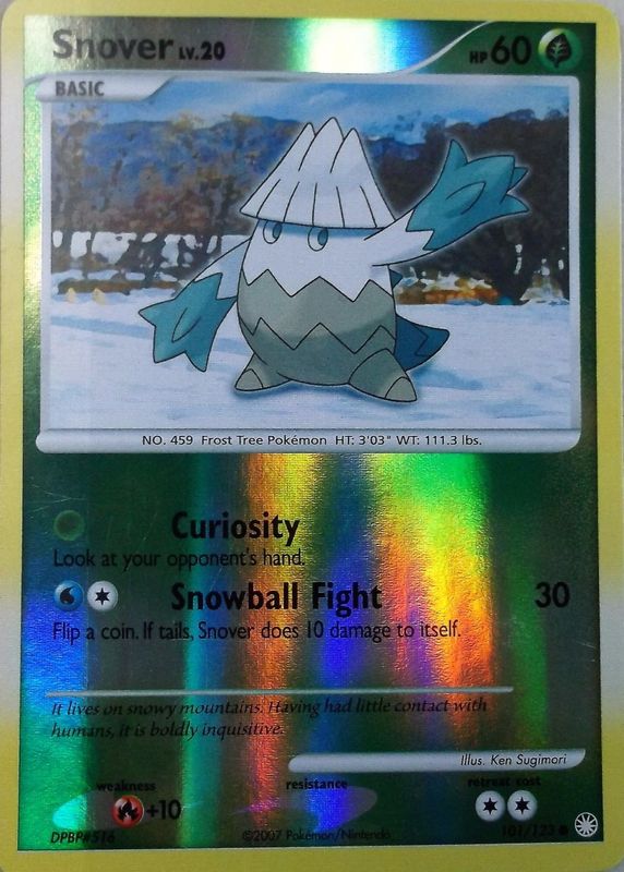 Snover 2007 Diamond & Pearl: Mysterious Treasures #101/123 Reverse Holo RAW TCG (LIGHTLY PLAYED)