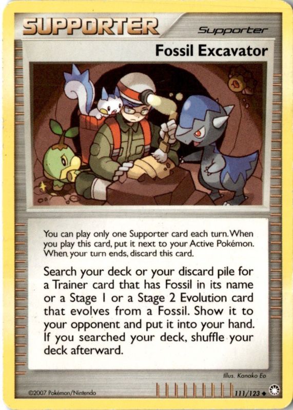 Fossil Excavator 2007 Diamond & Pearl: Mysterious Treasures #111/123 Base RAW TCG (LIGHTLY PLAYED)
