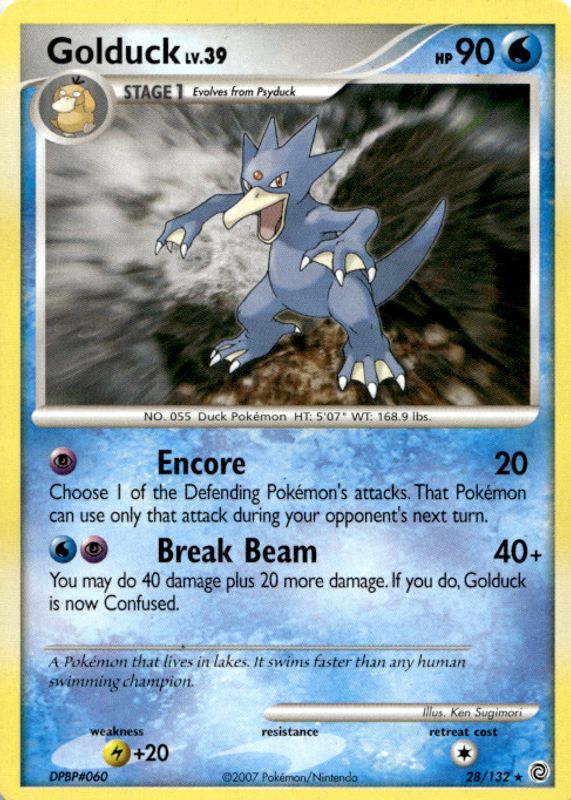 Golduck 2007 Diamond & Pearl: Secret Wonders #028/132 Base RAW TCG (LIGHTLY PLAYED)