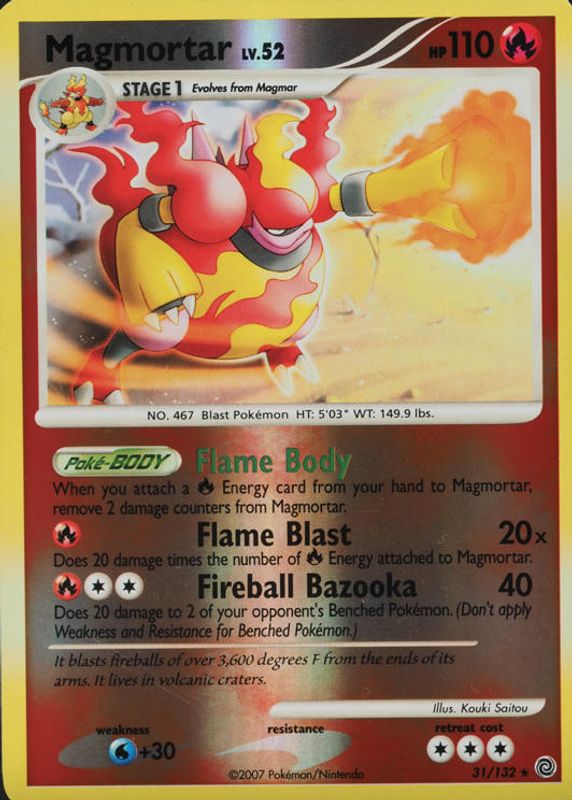 Magmortar 2007 Diamond & Pearl: Secret Wonders #031/132 Reverse Holo RAW TCG (LIGHTLY PLAYED)