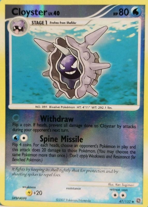 Cloyster 2007 Diamond & Pearl: Secret Wonders #047/132 Reverse Holo CGC 8.5