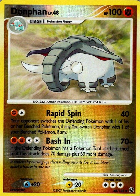 Donphan 2007 Diamond & Pearl: Secret Wonders #048/132 Reverse Holo RAW TCG (LIGHTLY PLAYED)