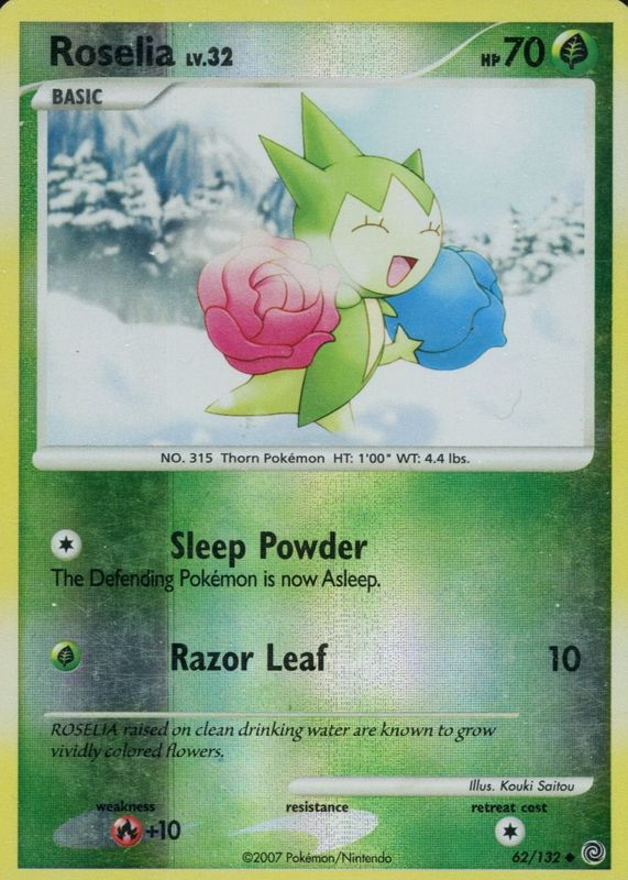 Roselia 2007 Diamond & Pearl: Secret Wonders #062/132 Reverse Holo RAW TCG (LIGHTLY PLAYED)