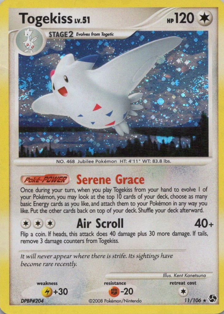 rare 2008 pokemon cards Togekiss 11/106 PSA 7 Graded Card (Great Encounters Togekiss 2008 Diamond & Pearl: