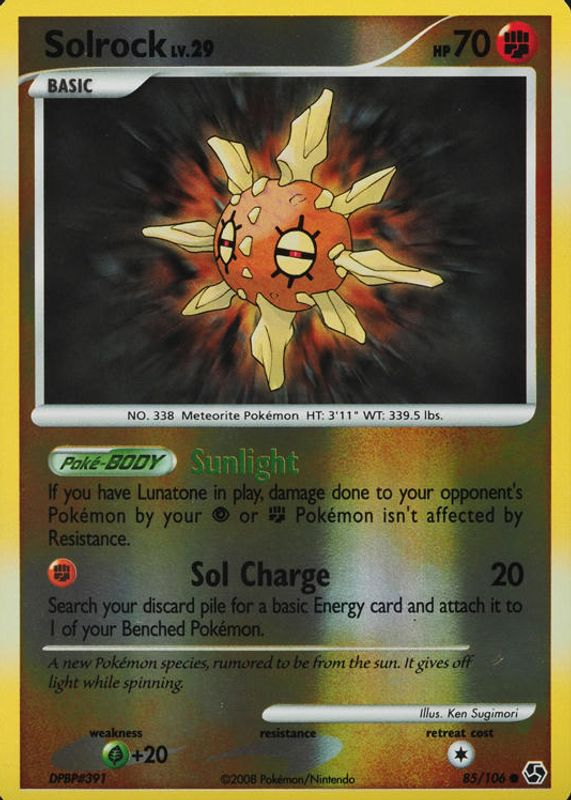 Solrock 2008 Diamond & Pearl: Great Encounters #085/106 Reverse Holo RAW TCG (LIGHTLY PLAYED)