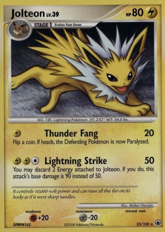 Jolteon 2008 Diamond & Pearl: Majestic Dawn #023/100 Base RAW TCG (NEAR MINT)
