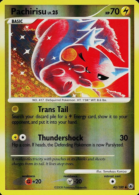 Pachirisu 2008 Diamond & Pearl: Majestic Dawn #043/100 Reverse Holo RAW TCG (NEAR MINT)