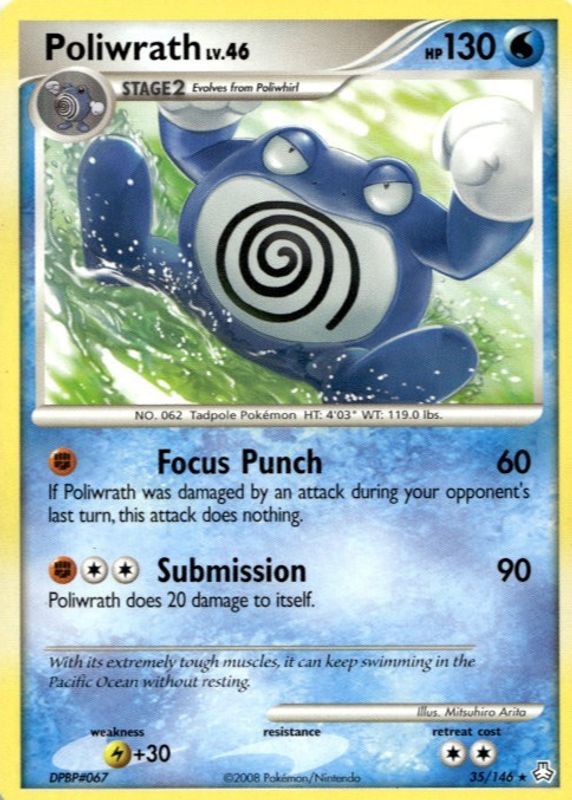 Poliwrath 2008 Diamond & Pearl: Legends Awakened #035/146 Base RAW TCG (NEAR MINT)
