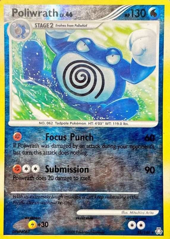 Poliwrath 2008 Diamond & Pearl: Legends Awakened #035/146 Reverse Holo SGC 10