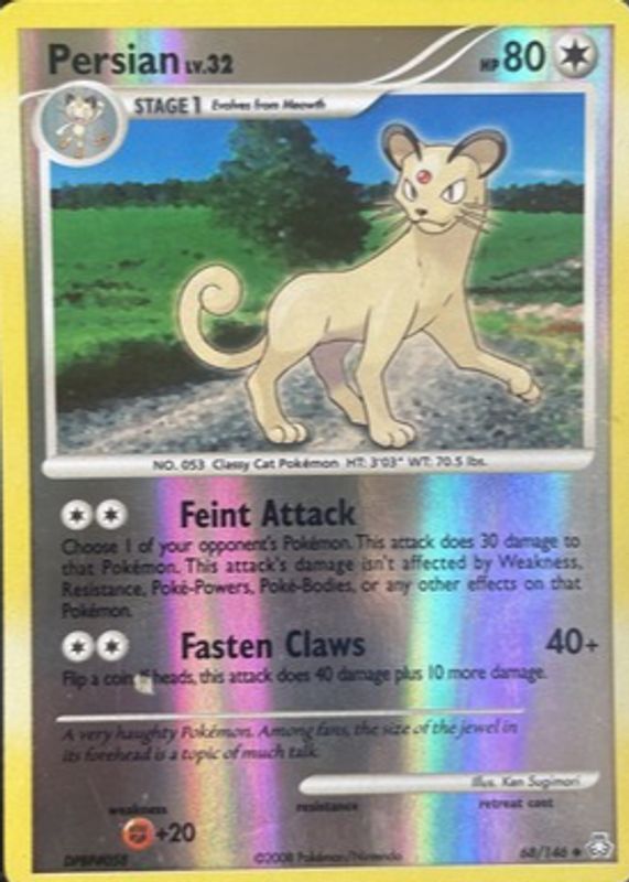 Persian 2008 Diamond & Pearl: Legends Awakened #068/146 Reverse Holo RAW TCG (LIGHTLY PLAYED)