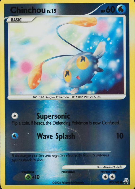 Chinchou 2008 Diamond & Pearl: Legends Awakened #087/146 Reverse Holo RAW TCG (NEAR MINT)