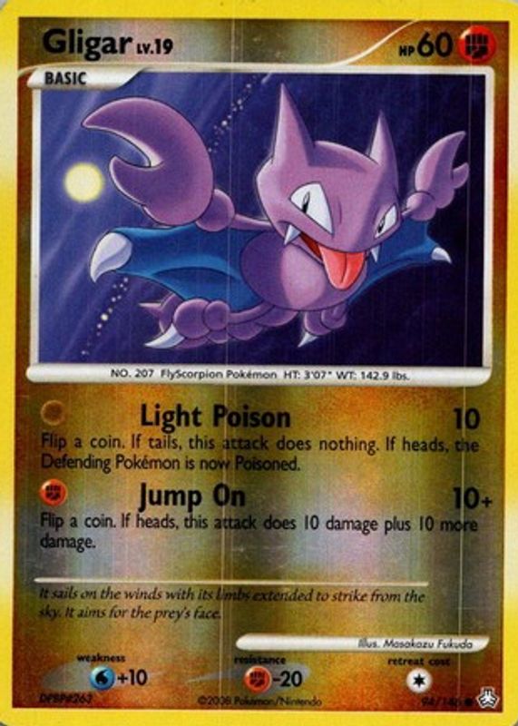 Gligar 2008 Diamond & Pearl: Legends Awakened #094/146 Reverse Holo RAW TCG (LIGHTLY PLAYED)