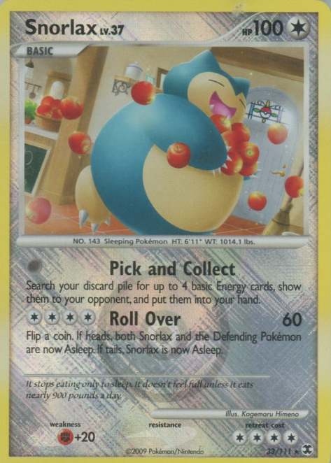 Snorlax 2009 Platinum: Rising Rivals #033/111 Base Price Guide - Sports ...