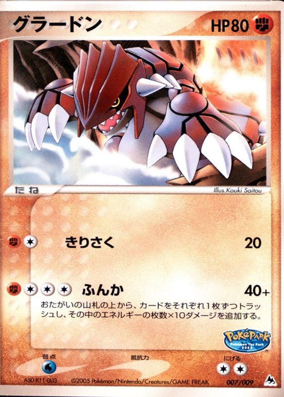 Groudon 2005 Japanese PokePark Blue #007/009 Base Price Guide