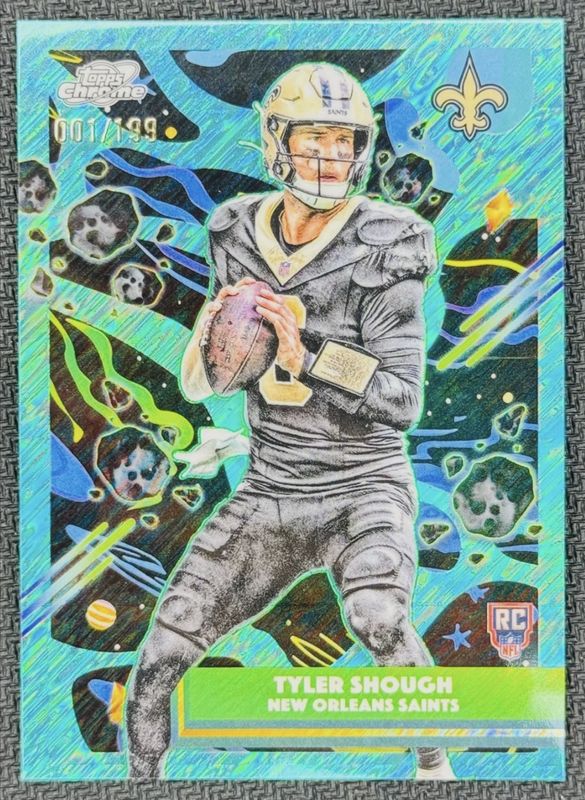 Tyler Shough 2025 Topps Cosmic Chrome #171 Aqua Equinox Refractor