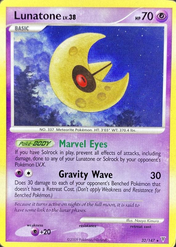 Lunatone 2009 Platinum: Supreme Victors #032/147 Base RAW TCG (NEAR MINT)