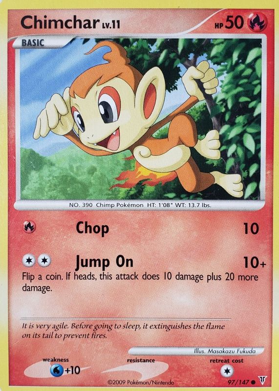 Chimchar 2009 Platinum: Supreme Victors #097/147 Base RAW TCG (LIGHTLY PLAYED)
