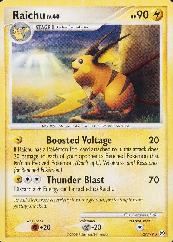 Raichu 2009 Platinum: Arceus #27/99 Base RAW TCG (NEAR MINT)