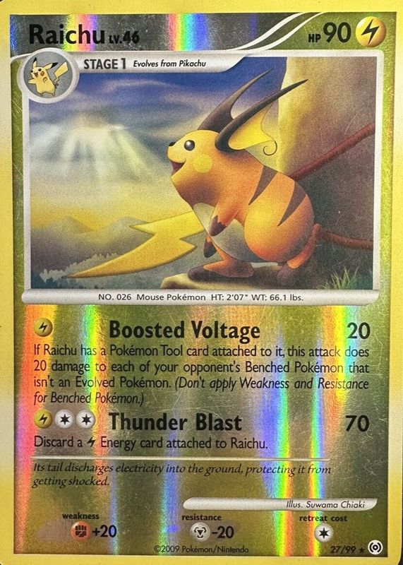 Raichu 2009 Platinum: Arceus #27/99 Reverse Holo RAW TCG (LIGHTLY PLAYED)