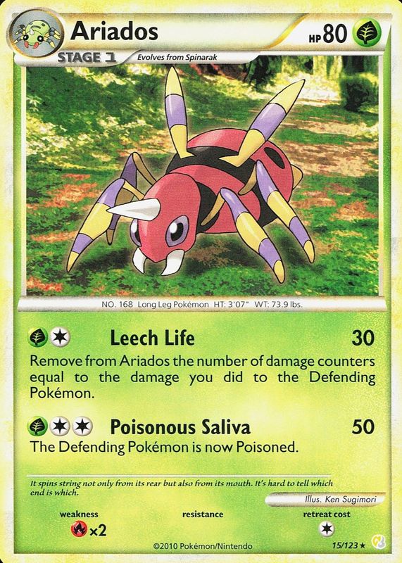Ariados 2010 HeartGold & SoulSilver #015/123 Base RAW TCG (LIGHTLY PLAYED)