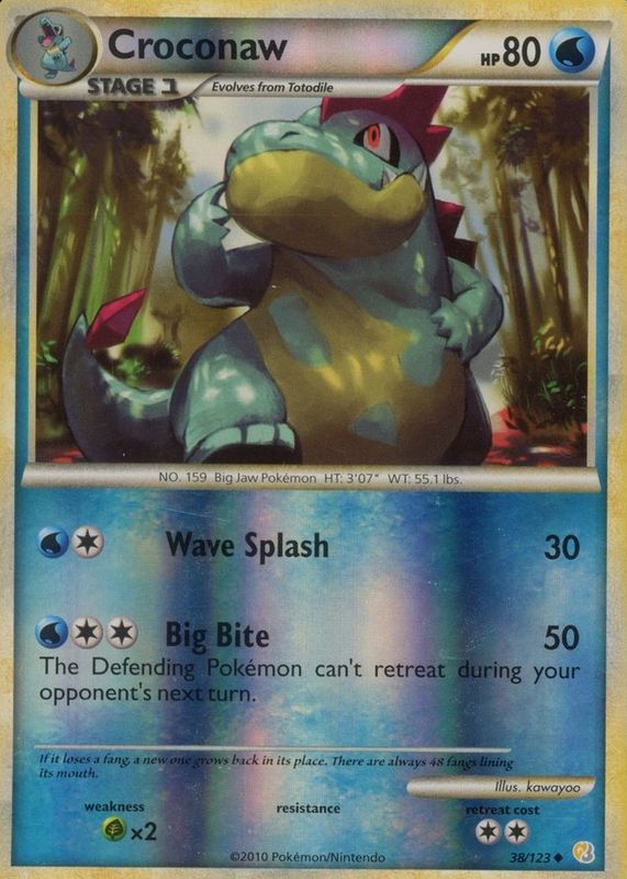 Croconaw 2010 HeartGold & SoulSilver #038/123 Reverse Holo RAW TCG (NEAR MINT)