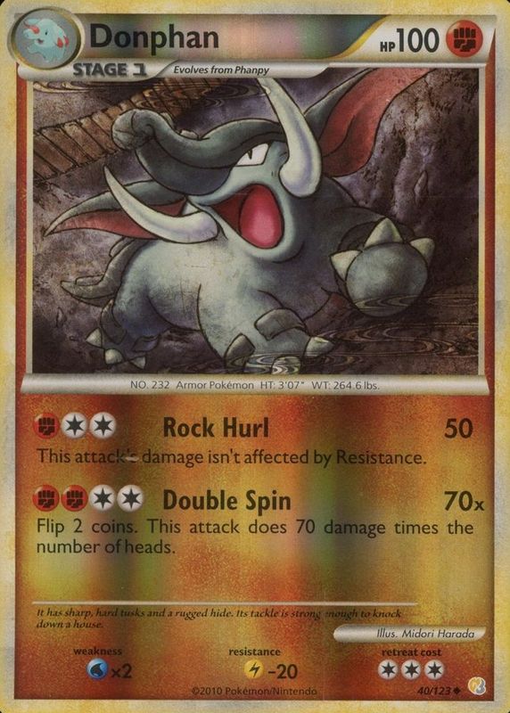 Donphan 2010 HeartGold & SoulSilver #040/123 Reverse Holo RAW TCG (NEAR MINT)