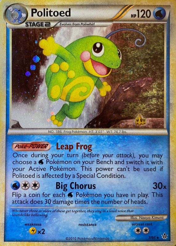 Politoed 2010 HeartGold & SoulSilver: Unleashed #07/95 Reverse Holo RAW TCG (NEAR MINT)