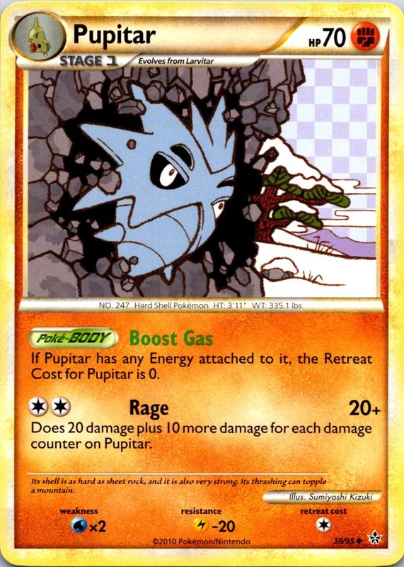 Pupitar 2010 HeartGold & SoulSilver: Unleashed #38/95 Base RAW TCG (NEAR MINT)