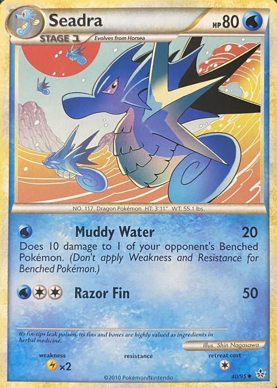 Seadra 2010 HeartGold & SoulSilver: Unleashed #40/95 Base RAW TCG (LIGHTLY PLAYED)