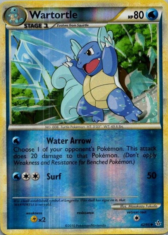 Wartortle 2010 HeartGold & SoulSilver: Unleashed #42/95 Reverse Holo RAW TCG (LIGHTLY PLAYED)