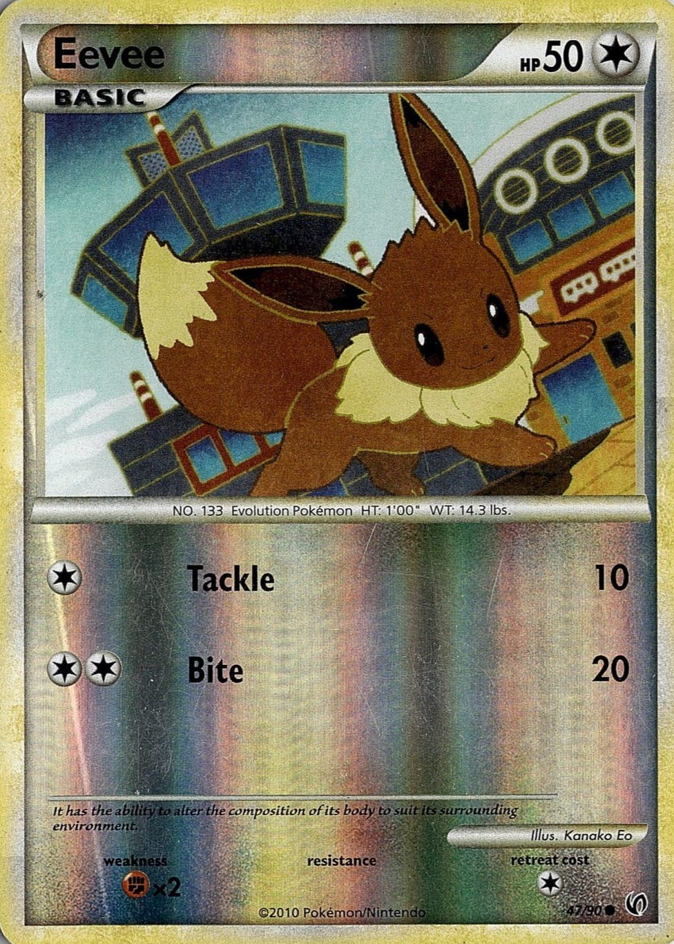 Eevee 2010 HeartGold & SoulSilver: Undaunted #47/90 Reverse Holo