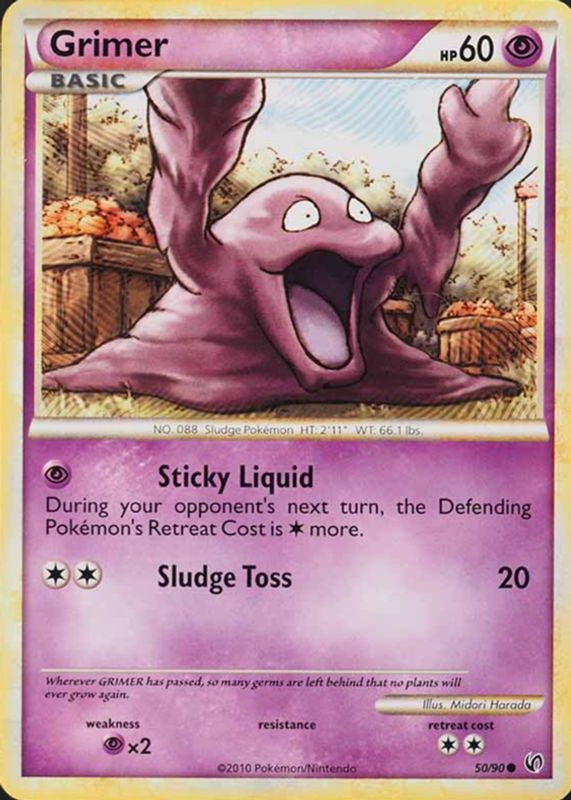 Grimer 2010 HeartGold & SoulSilver: Undaunted #50/90 Base RAW TCG (LIGHTLY PLAYED)