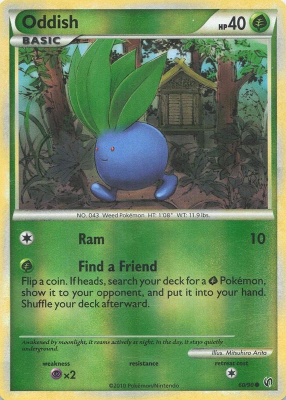 Oddish 2010 HeartGold & SoulSilver: Undaunted #60/90 Reverse Holo RAW TCG (NEAR MINT)