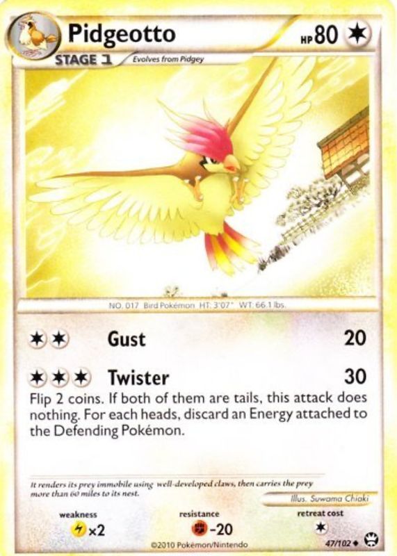 Pidgeotto 2010 HeartGold & SoulSilver: Triumphant #047/102 Base RAW TCG (LIGHTLY PLAYED)