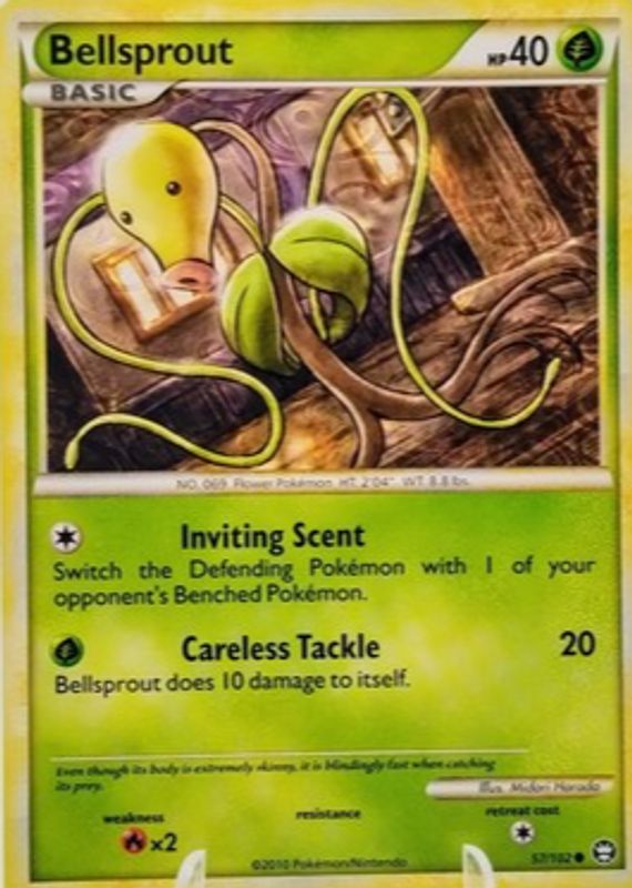 Bellsprout 2010 HeartGold & SoulSilver: Triumphant #057/102 Base RAW TCG (LIGHTLY PLAYED)