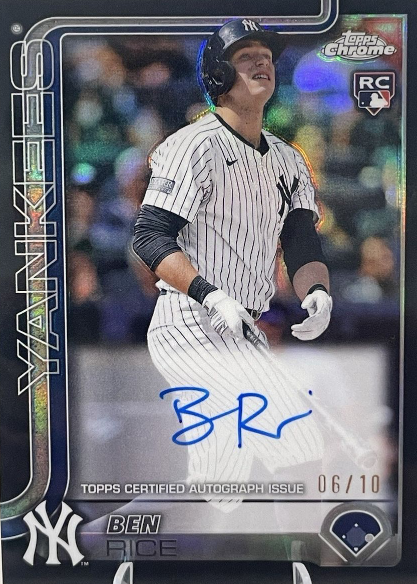 Ben Rice 2025 Topps Chrome #RA-BR Rookie Autographs - Black Refractor ...