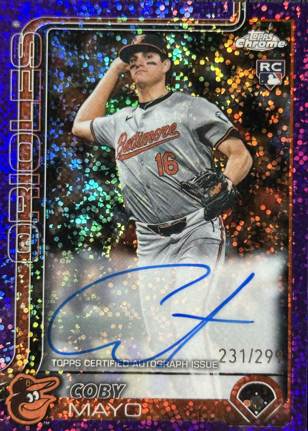 Coby Mayo 2025 Topps Chrome #RA-CMA Rookie Autographs - Purple